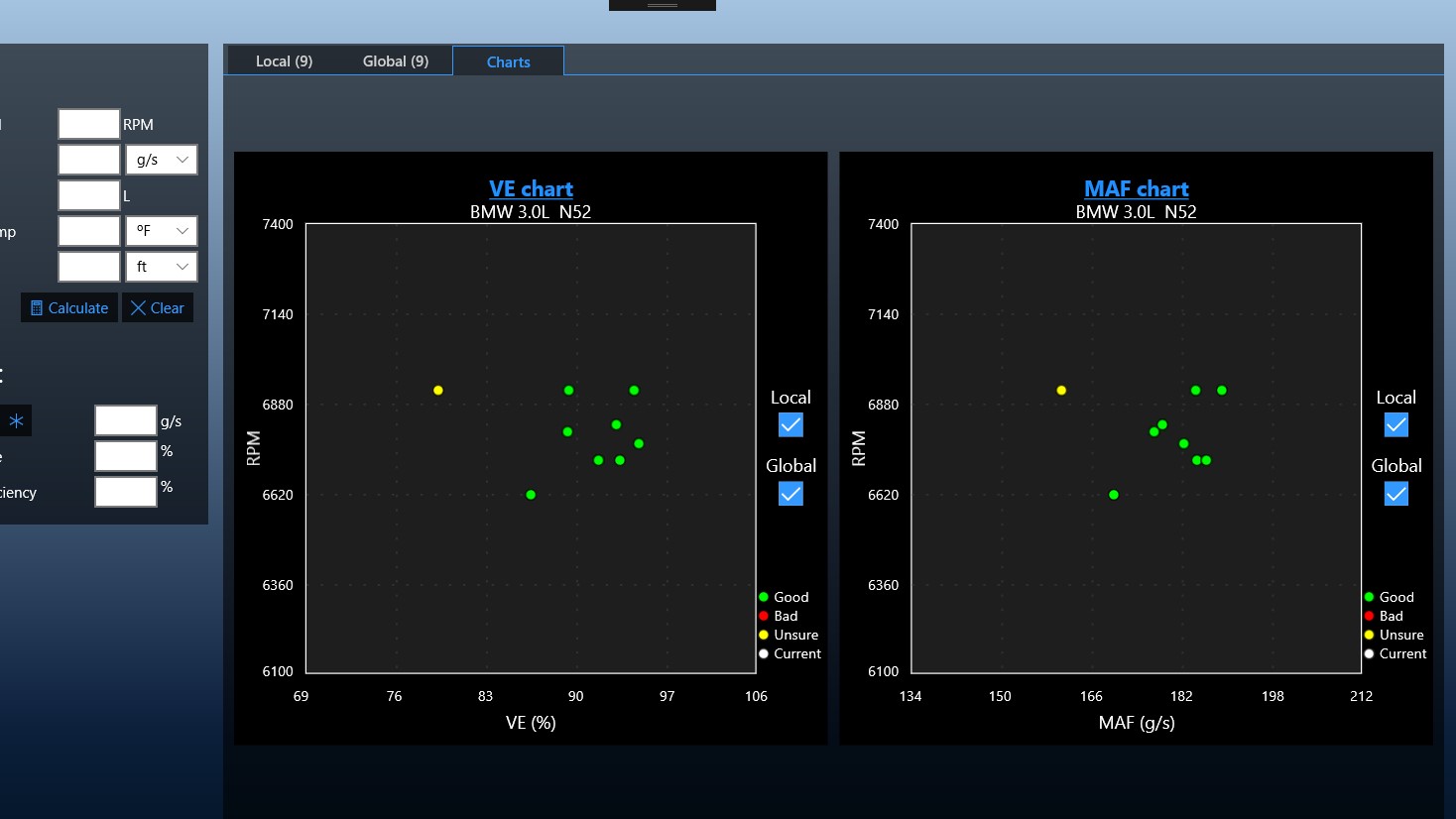 preview of MAF VE calculator app