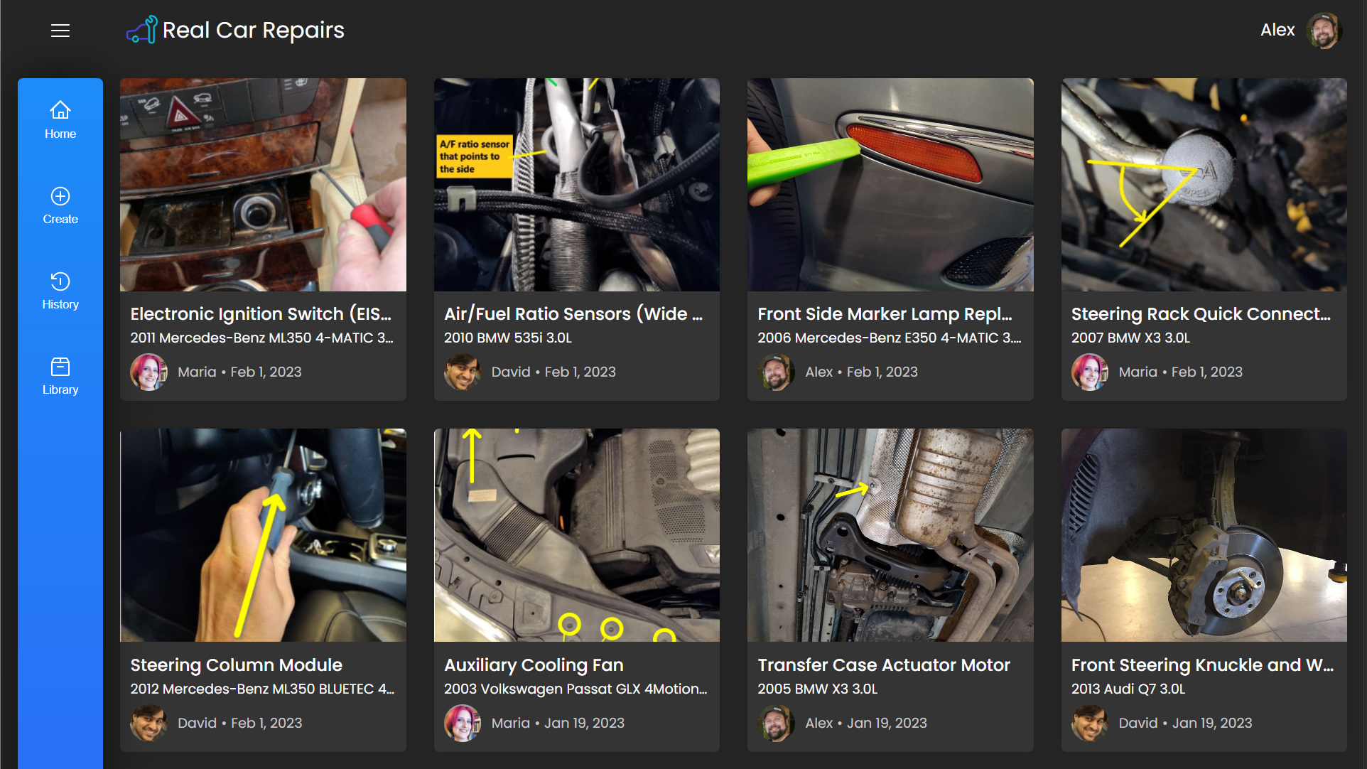 preview of the home page of real car repairs website